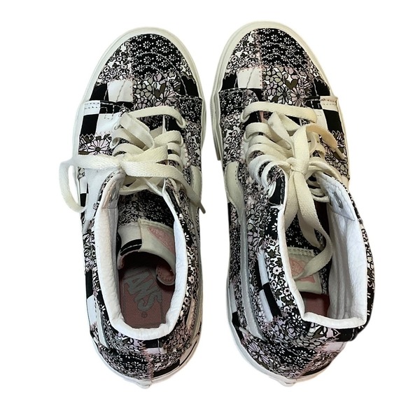 Vans Sk8 Hi Patchwork Floral Black White High Top Sneakers Women US 8 - Picture 7 of 12